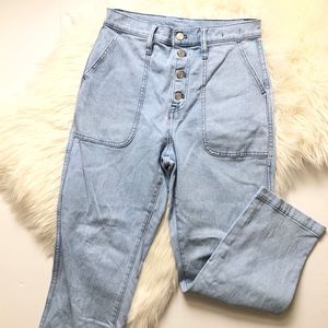 J Crew high rise button fly cropped jeans